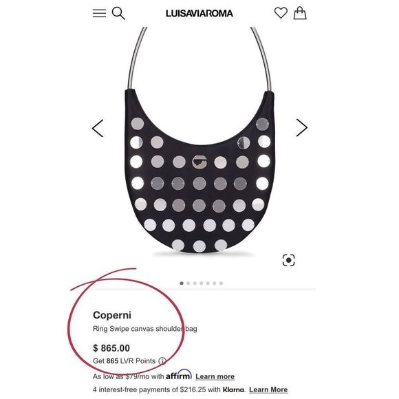 🚫SOLD ON DEPOP🚫NWT Coperni Ring Swipe Mirror Stud Black Shoulder / Top Handle - Picture 4 of 17